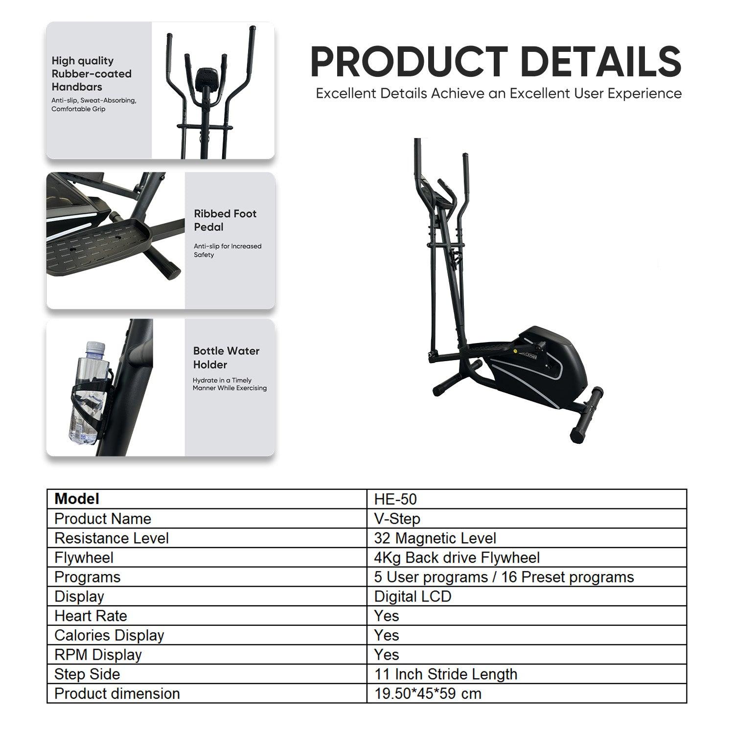 JC Buckman V-Step Elliptical Training Machine | 32-Level Magnetic ...